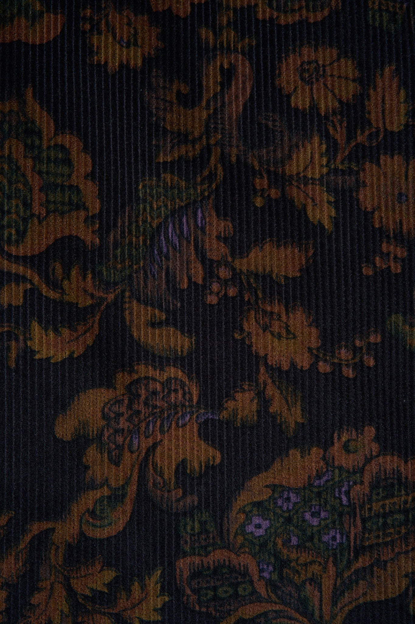 Cotton 8 Wale Corduroy in a floral printed pattern