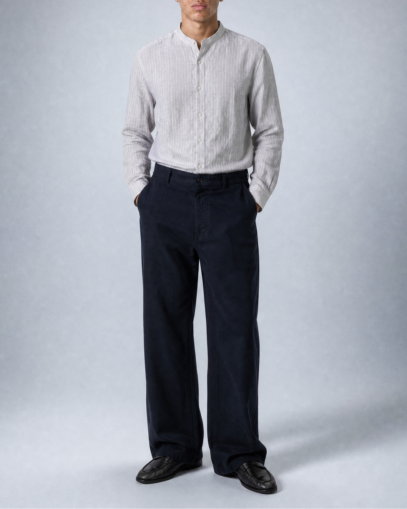 Liam Grey Linen Stripe