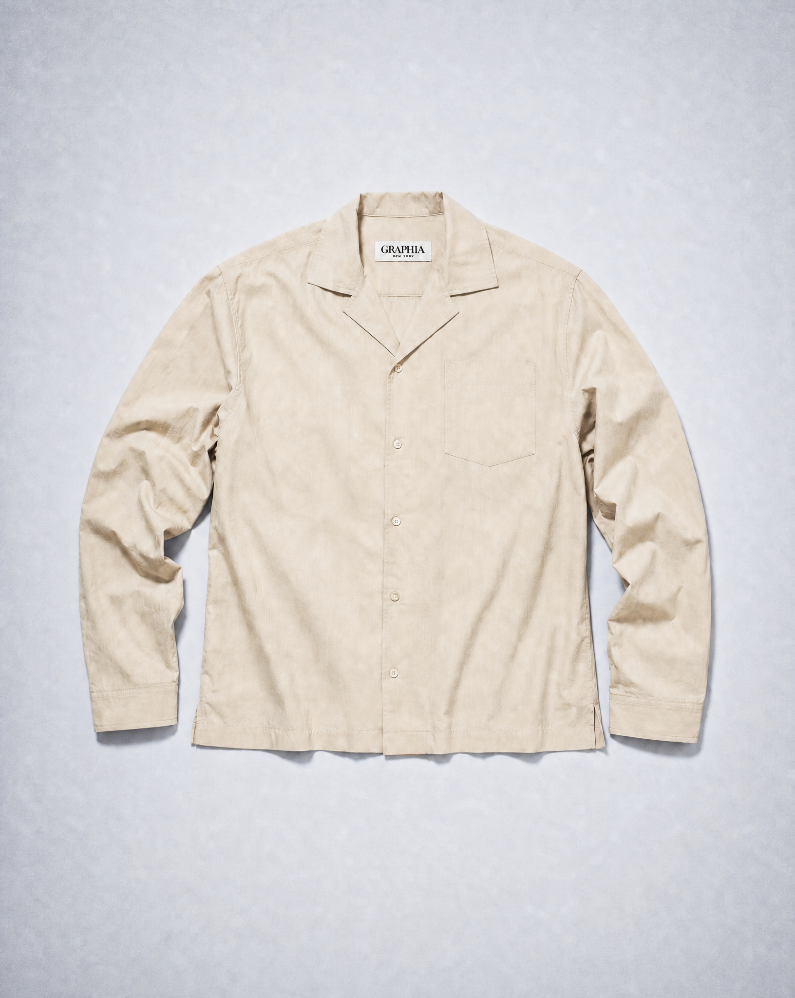 “Reinaldo” Convertible-Collar Shirt in Natural Khaki