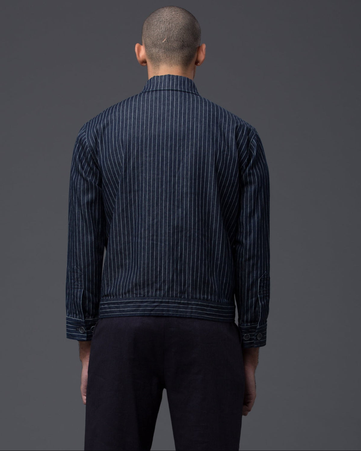 Krammer & Stoudt Navy Pinstripe Denim Carson Coat
