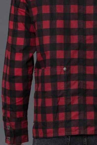 Red Plaid Waxed Cotton Chore Jacket