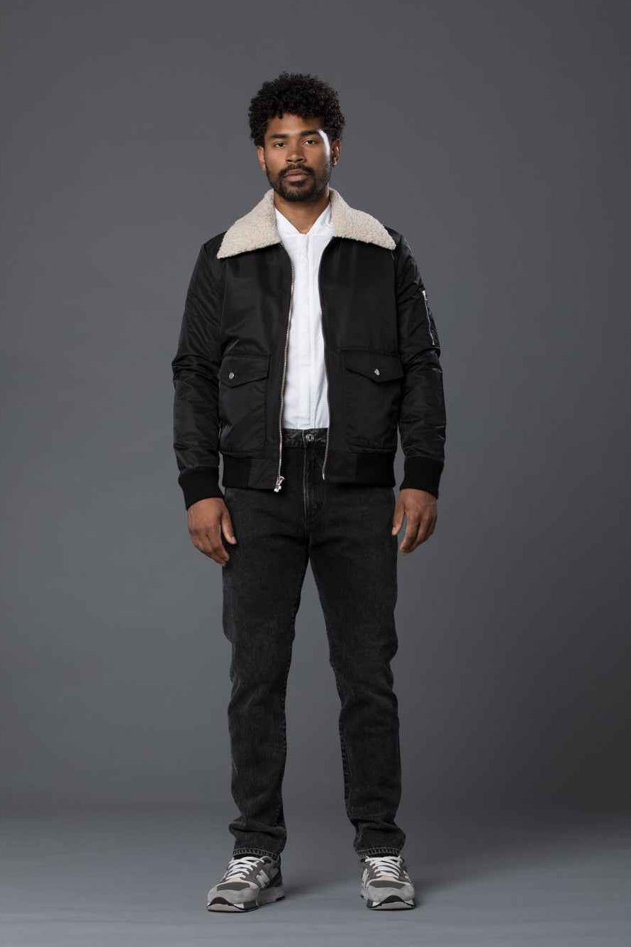 Sherpa Lined Aviator Bomber Jacket