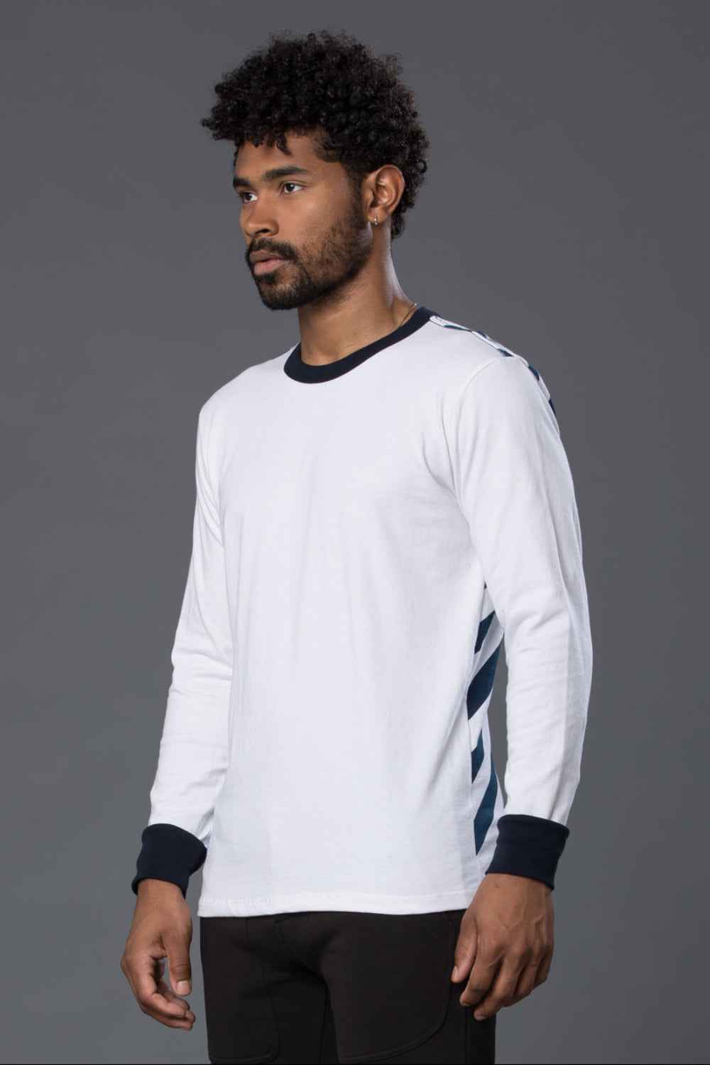 Freemans Sporting Club Navy Striped Long Sleeve Tee