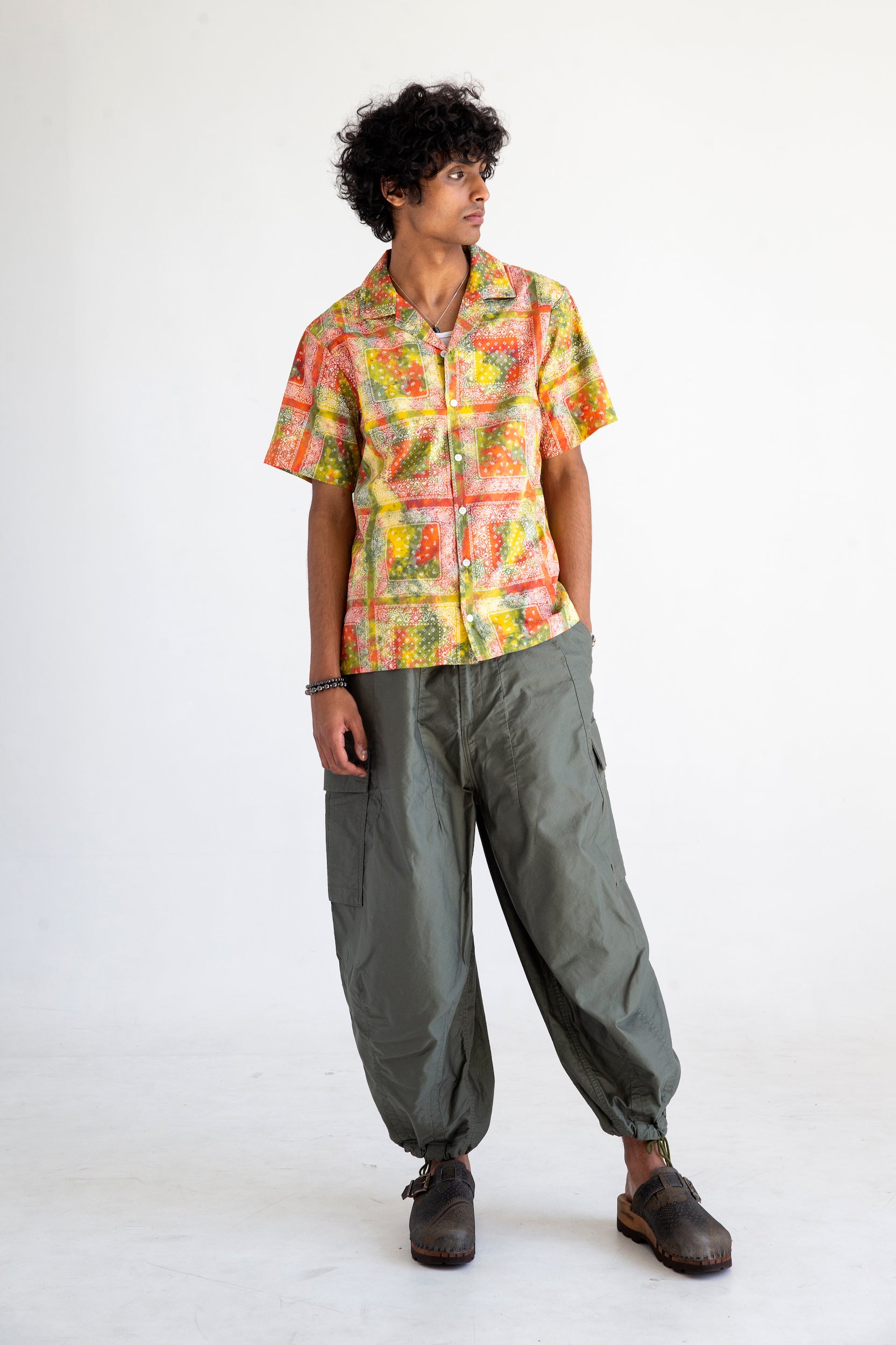 short sleeve bandana print shirt