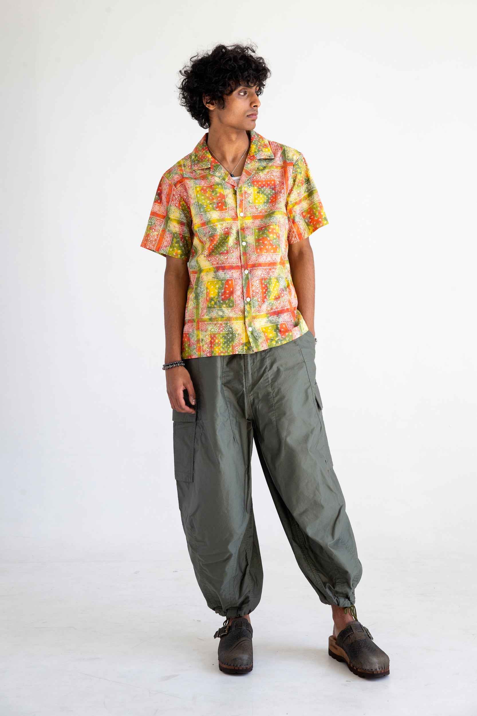 'Desi' Short Sleeve Resort Shirt Red Batik Bandana Print