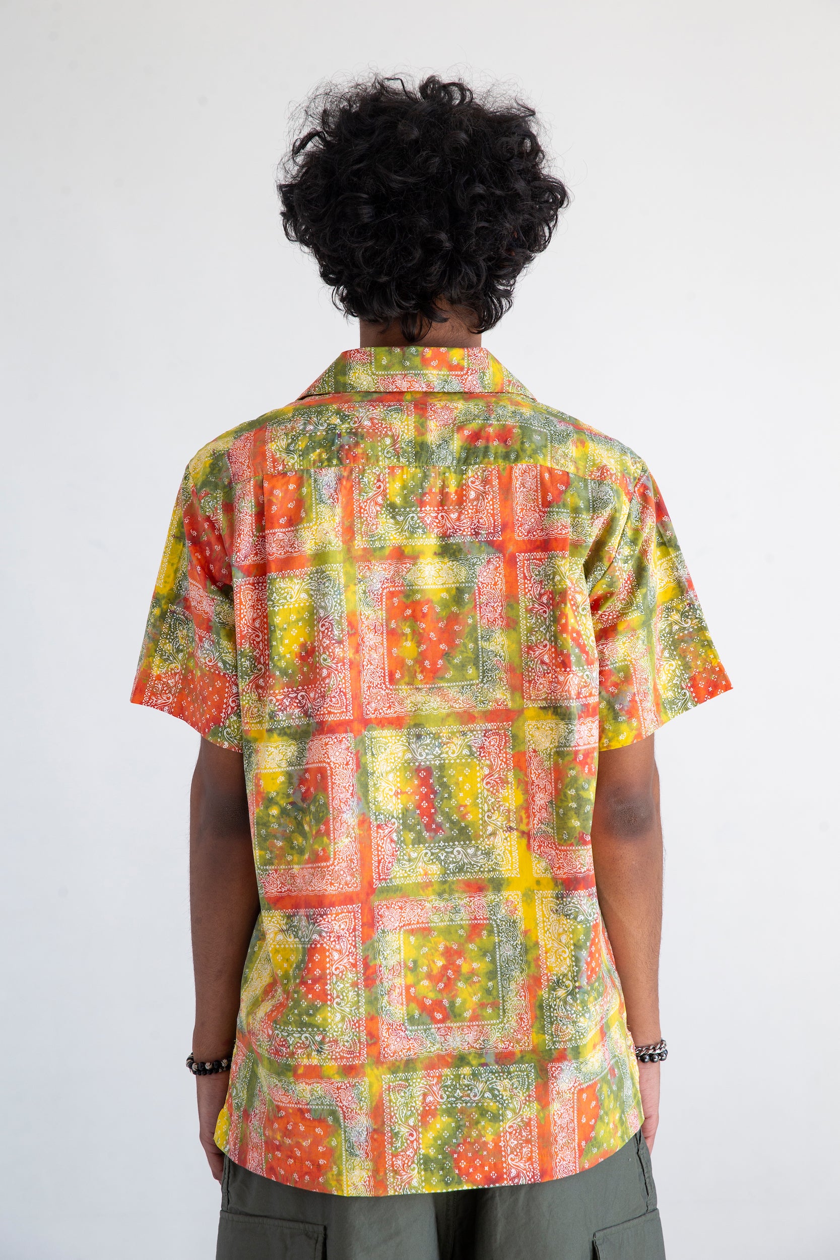 batik print mens short sleeve shirt