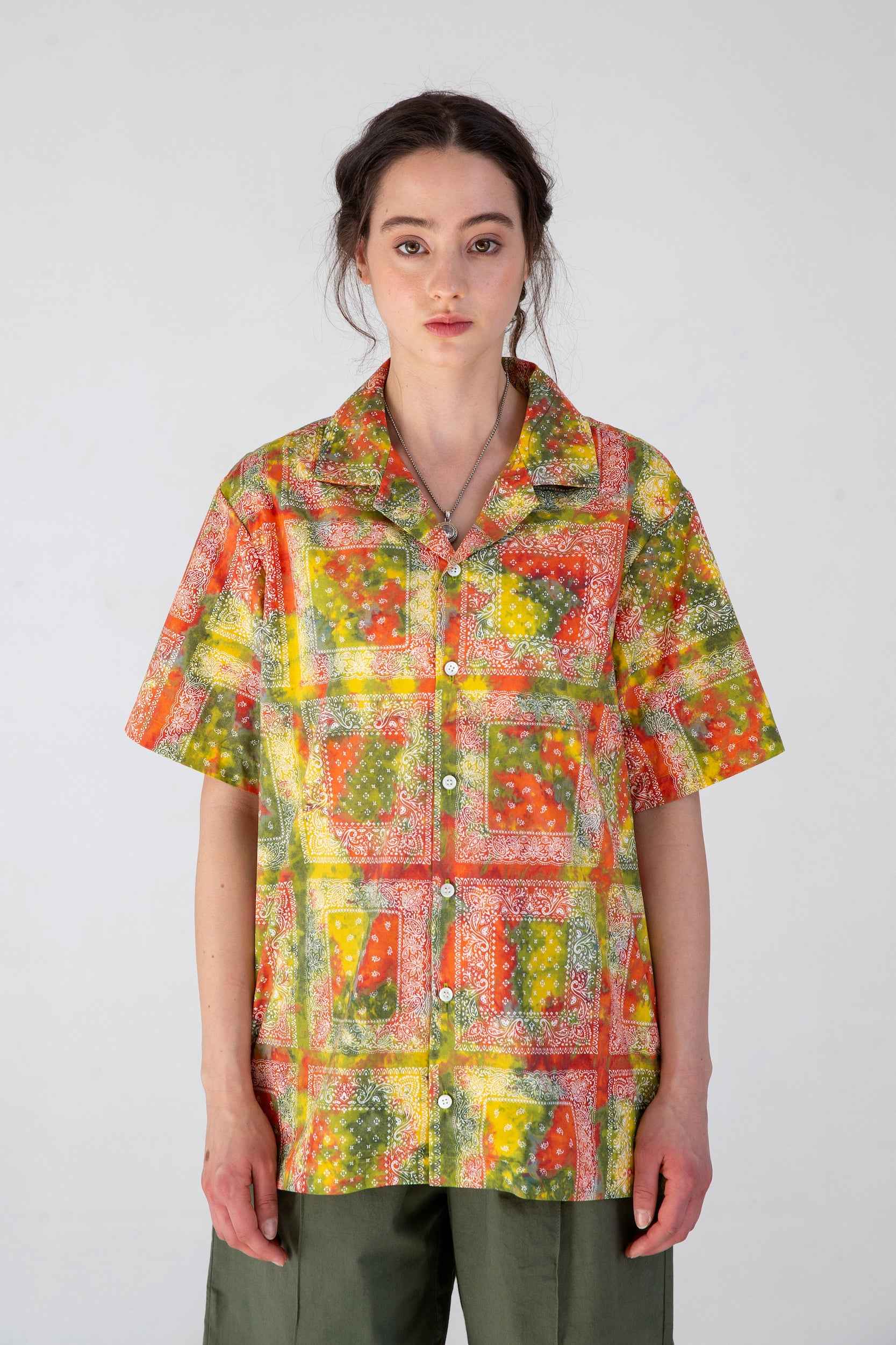 'Desi' Short Sleeve Resort Shirt Red Batik Bandana Print