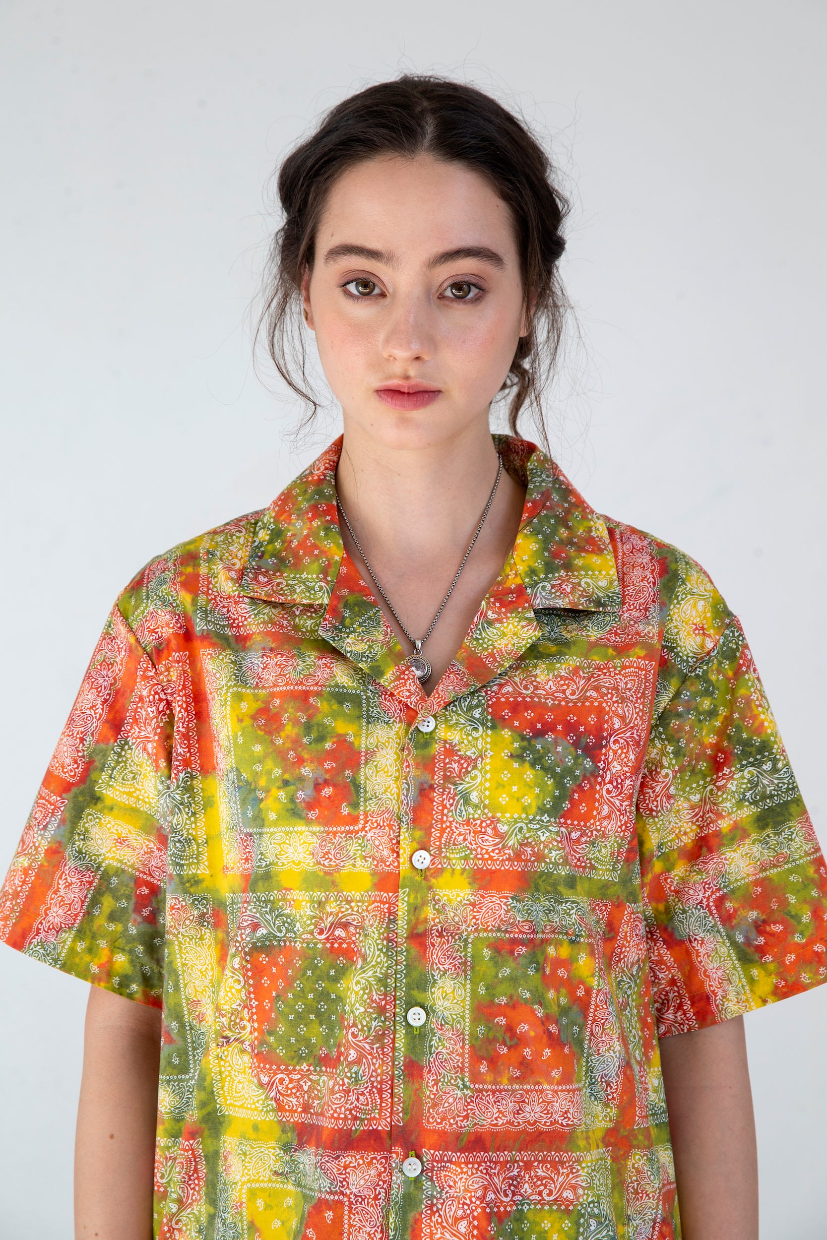 'Desi' Short Sleeve Resort Shirt Red Batik Bandana Print