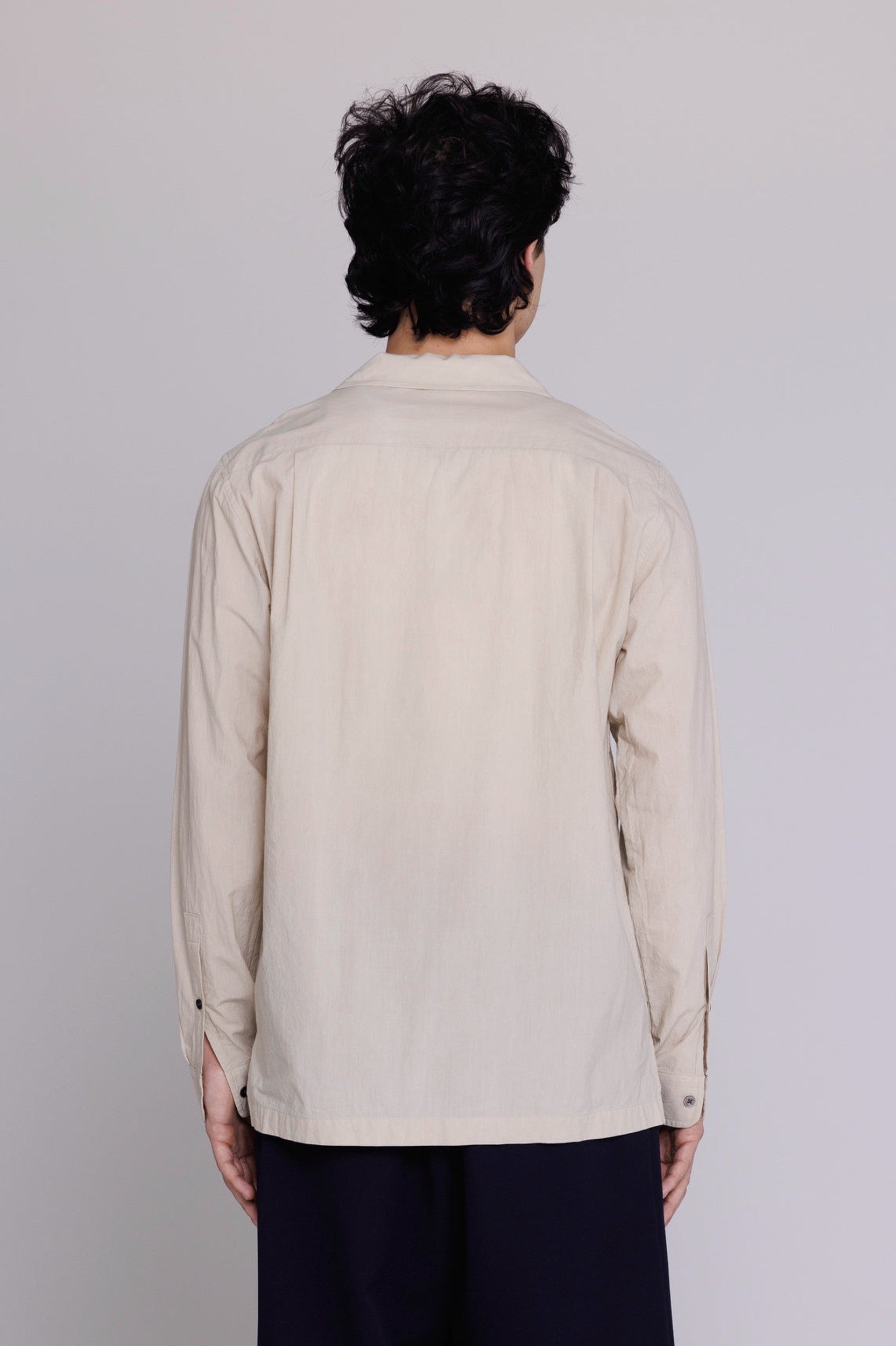 “Reinaldo” Convertible-Collar Shirt in Natural Khaki