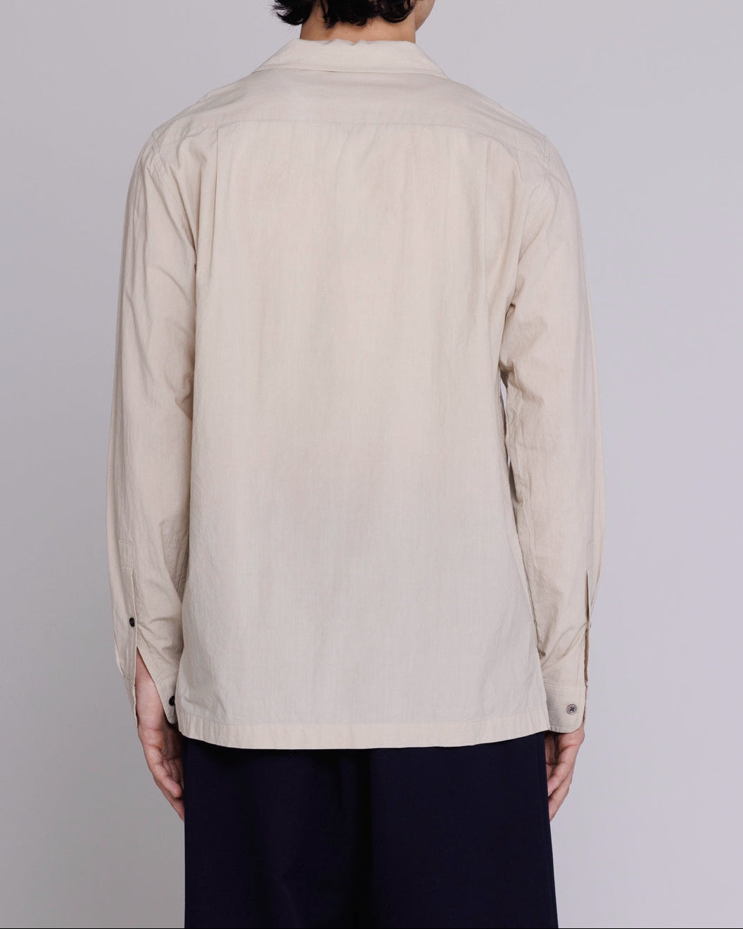 “Reinaldo” Convertible-Collar Shirt in Natural Khaki