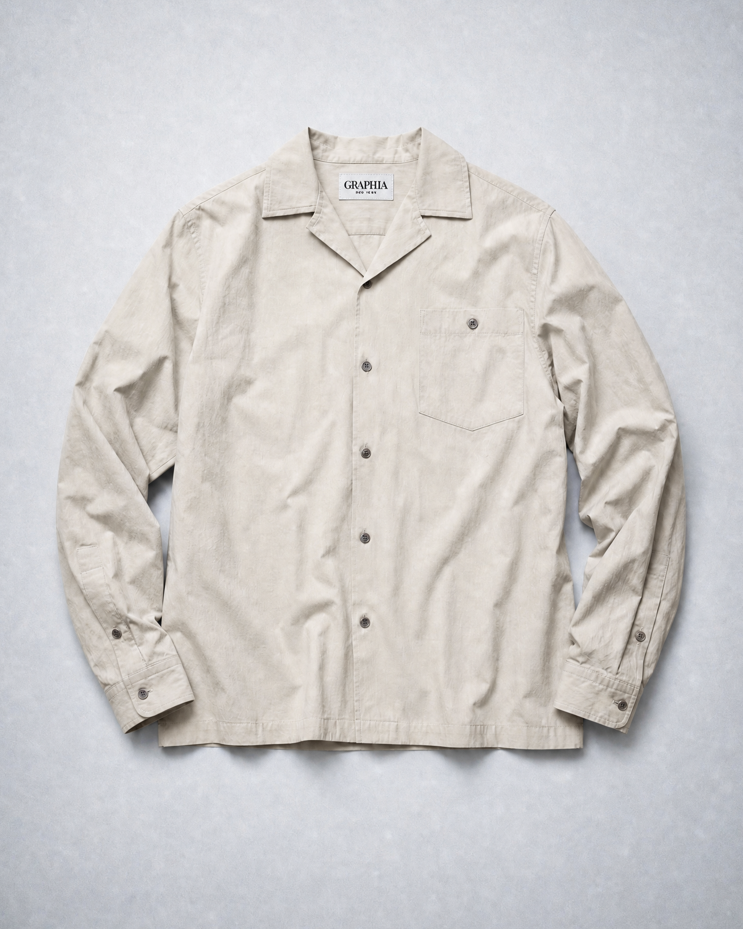 “Reinaldo” Convertible-Collar Shirt in Natural Khaki