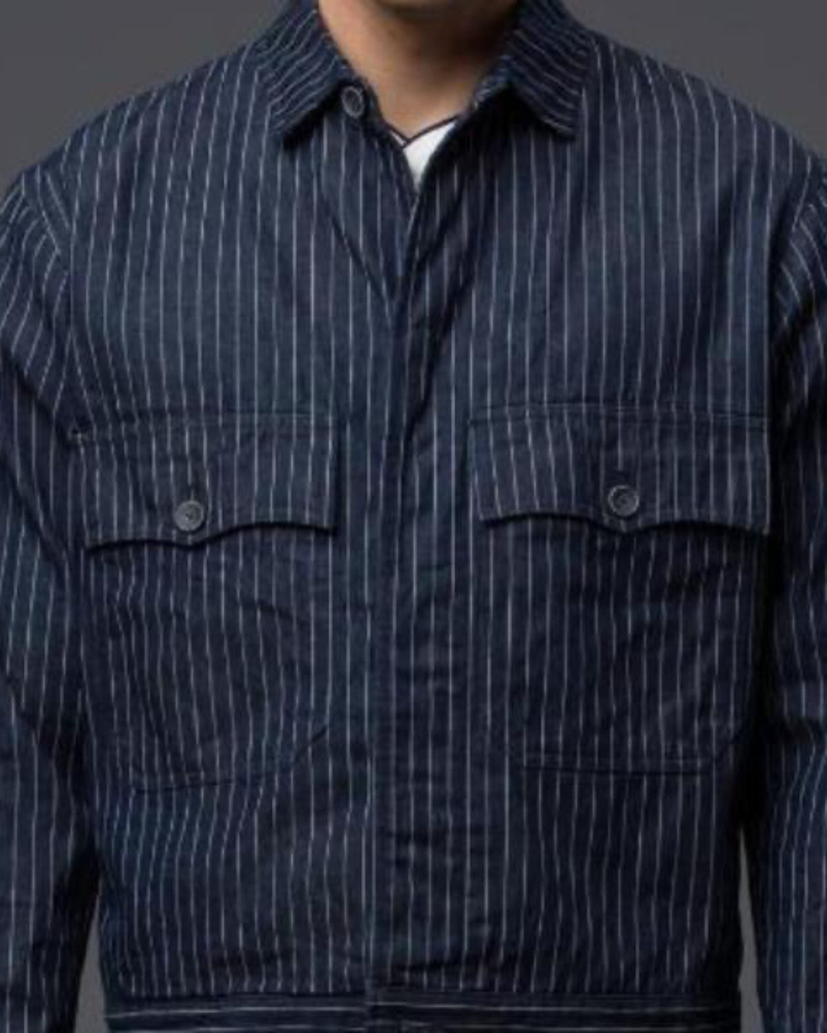 Krammer & Stoudt Navy Pinstripe Denim Carson Coat