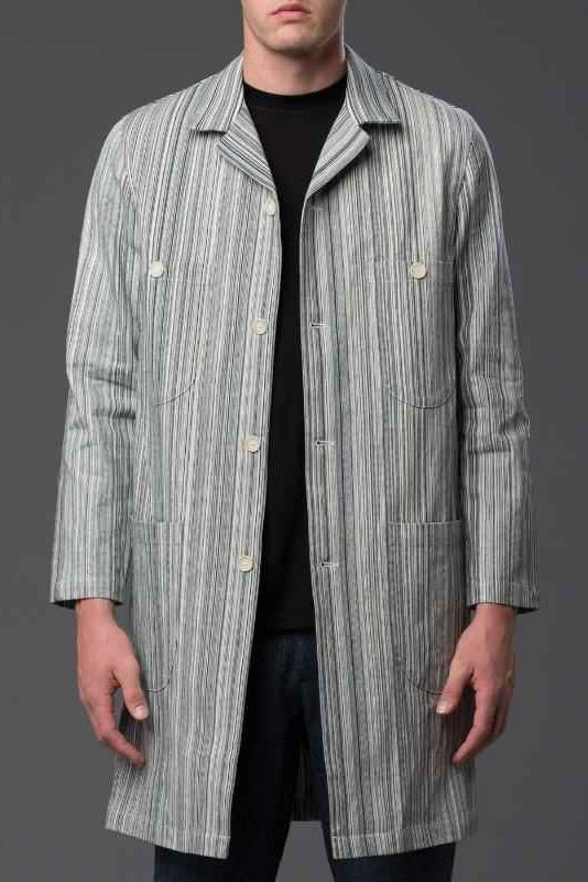 Railroad Stipe Denim Chore Coat