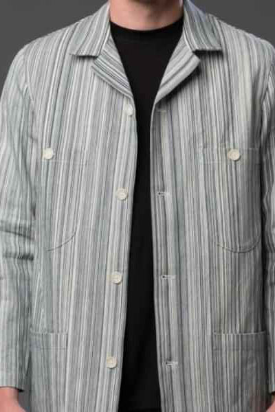 Railroad Stipe Denim Chore Coat