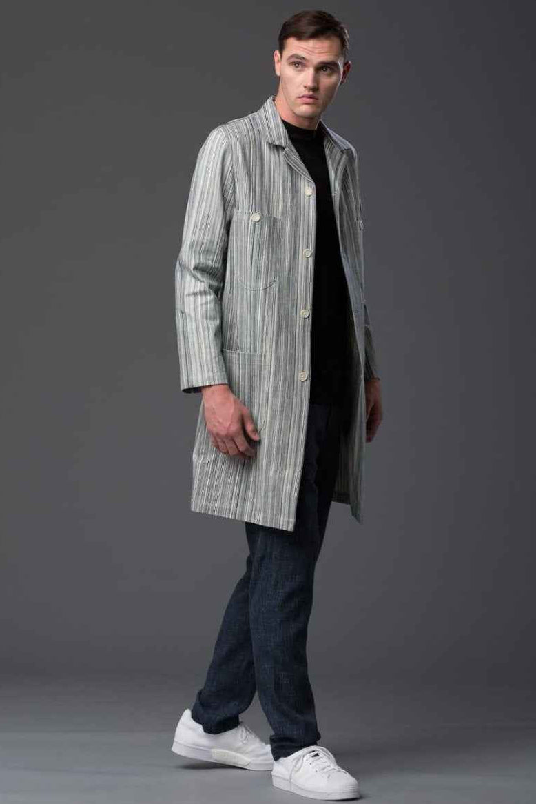 Railroad Stipe Denim Chore Coat