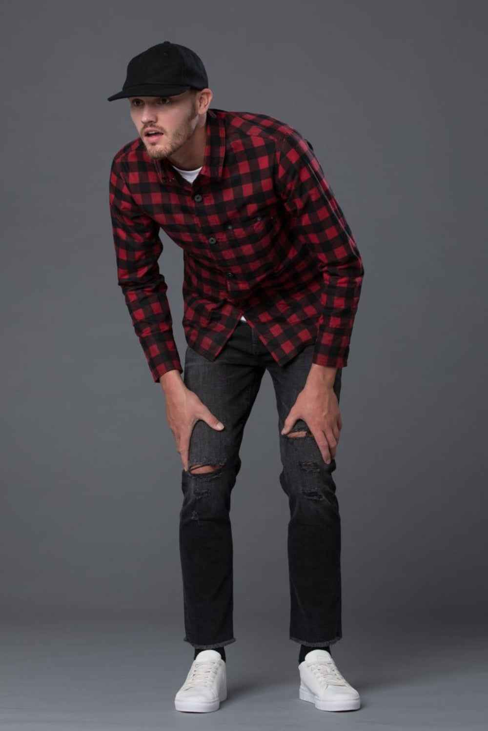 Red Plaid Waxed Cotton Chore Jacket
