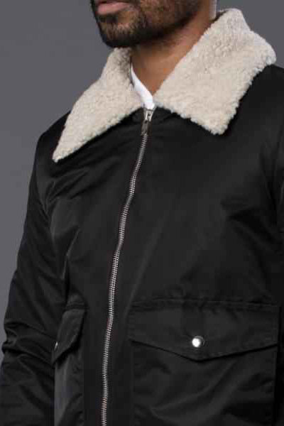 Sherpa Lined Aviator Bomber Jacket
