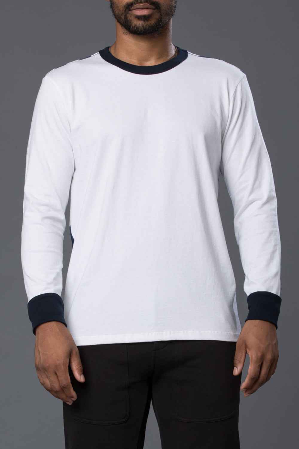 Freemans Sporting Club Navy Striped Long Sleeve Tee