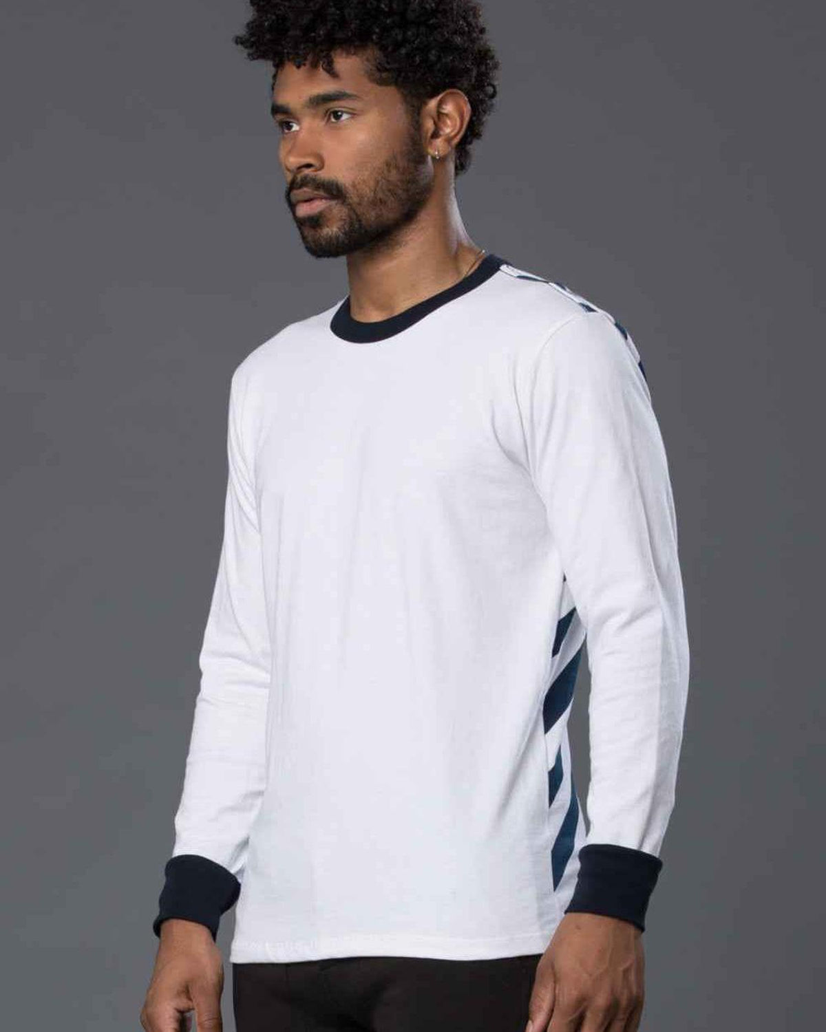 Freemans Sporting Club Navy Striped Long Sleeve Tee