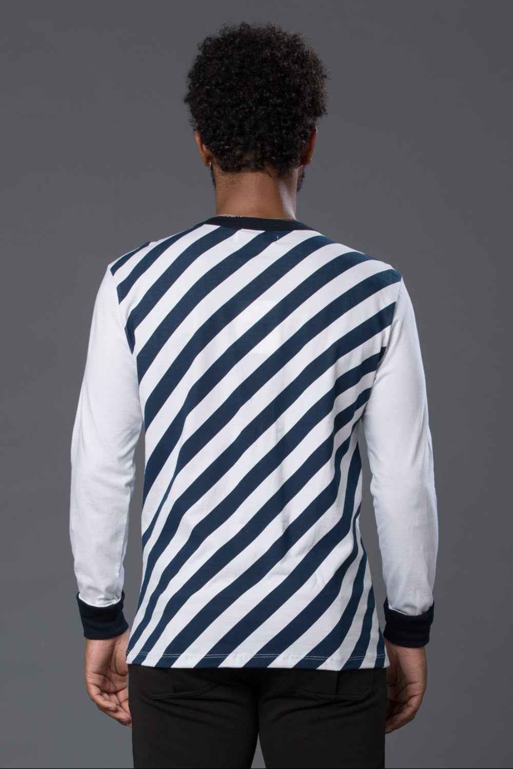Freemans Sporting Club Navy Striped Long Sleeve Tee