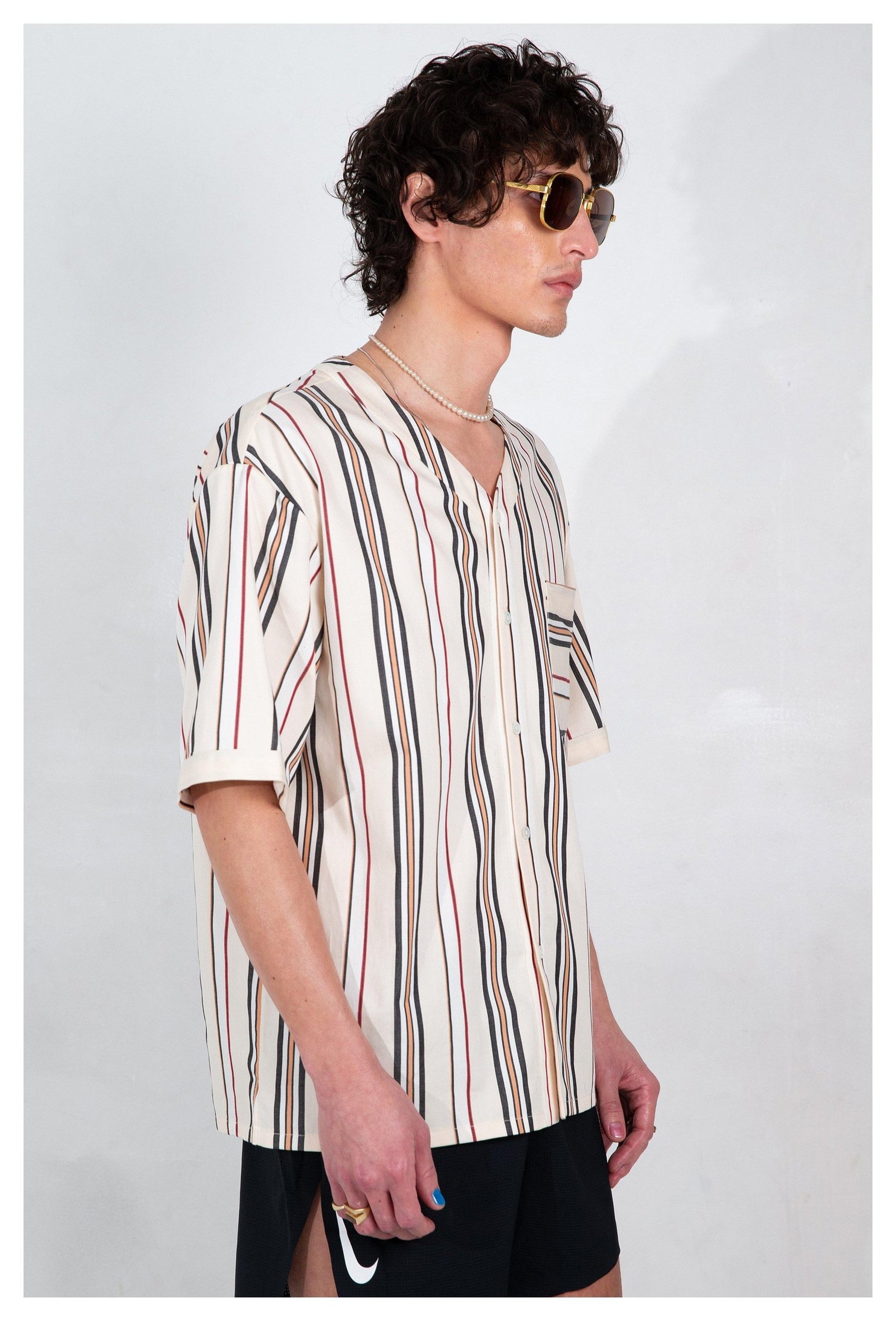 striped mens casual shirt